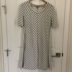 Talbots Gray and White Striped Mini Dress